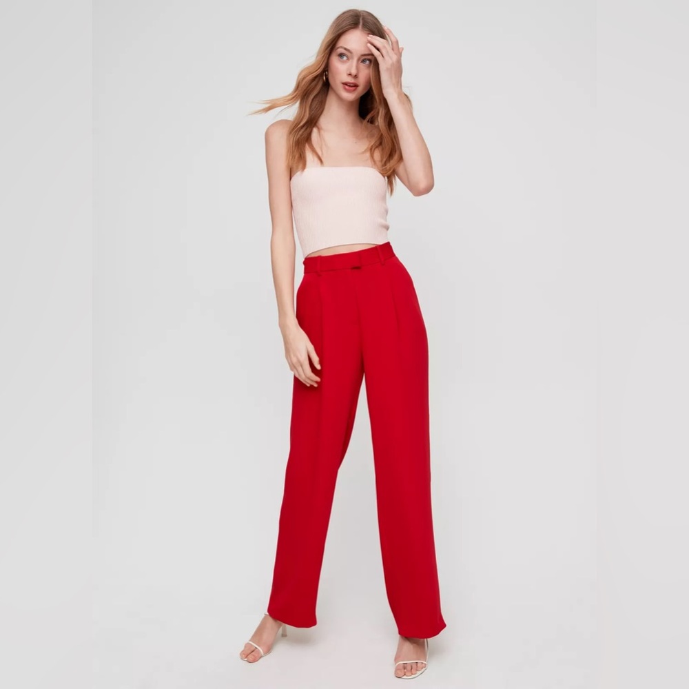 Aritzia babaton red Sadiki high waisted wide leg trouser